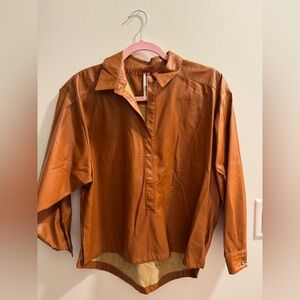Anthropologie leather Brown Shirt Jacket